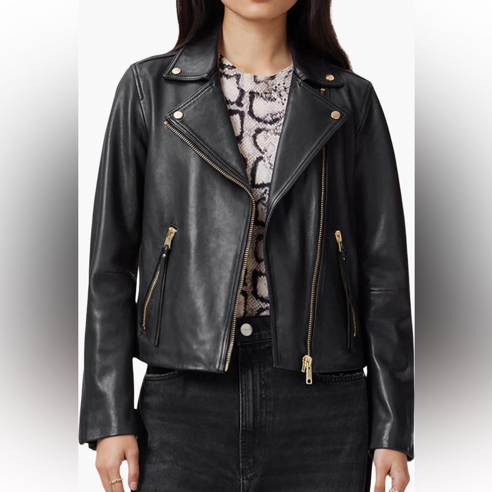 AllSaints NEW Dalby Leather Biker Jacket Size 10 US🔥Read Description 🔥